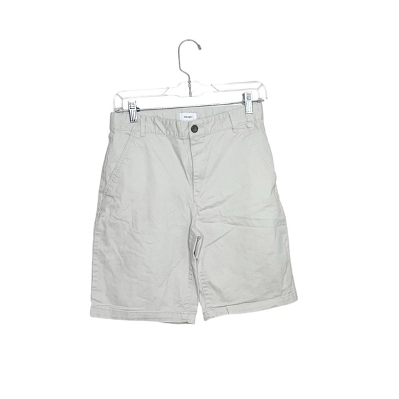 Old Navy Boys Light Gray Flat Front Shorts Size 16 School Uniform Khaki Long - Picture 1 of 5